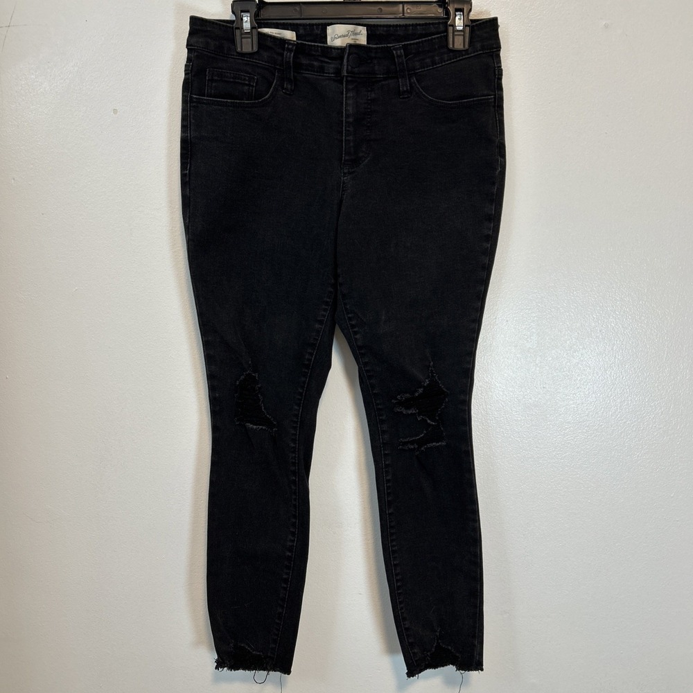 Universal Thread Women 6 High-Rise Skinny Ripped Jeans Black 6262